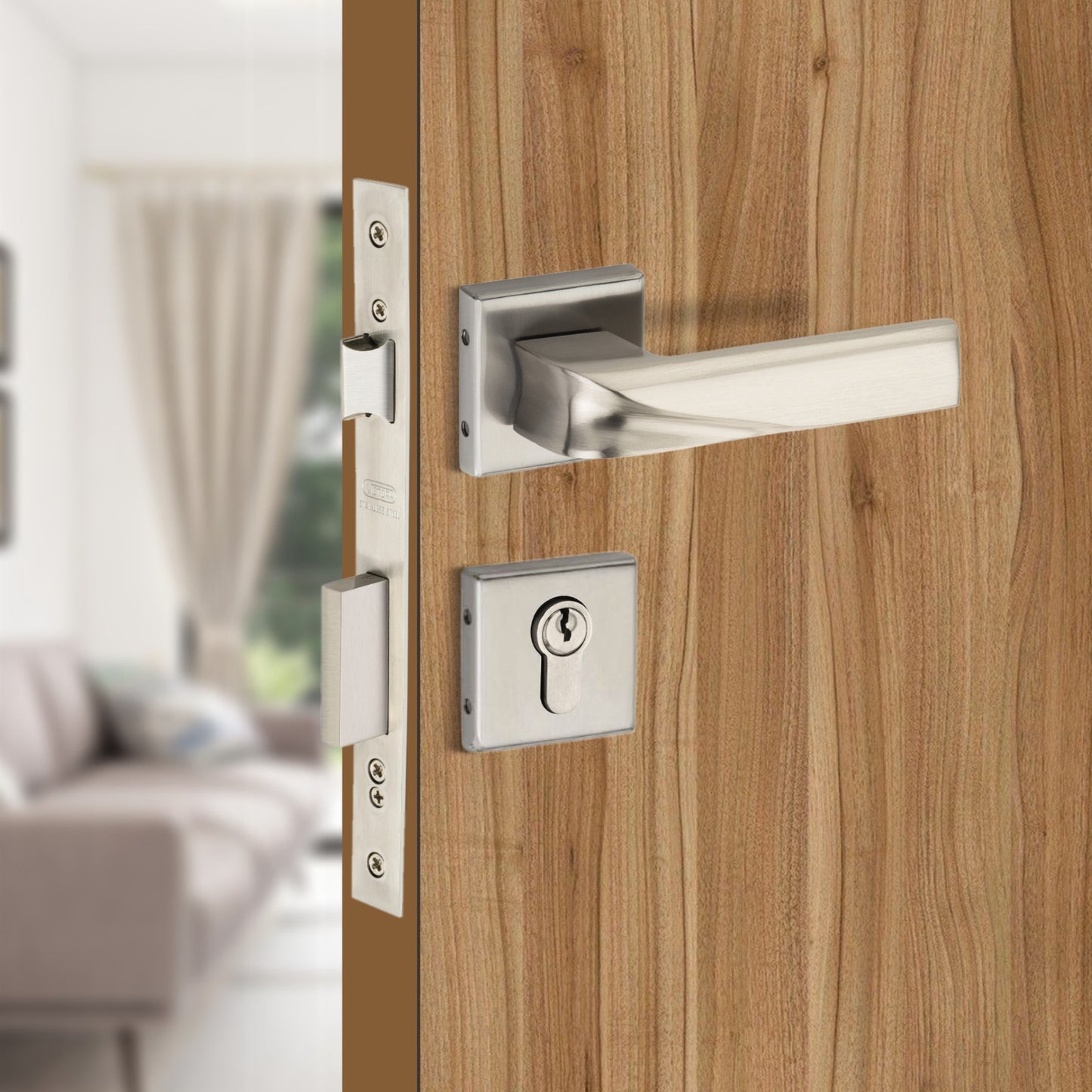 Stainless Steel Rosette Handle | 60mm Cylinder | 3 Brass Keys | One-Side Knob