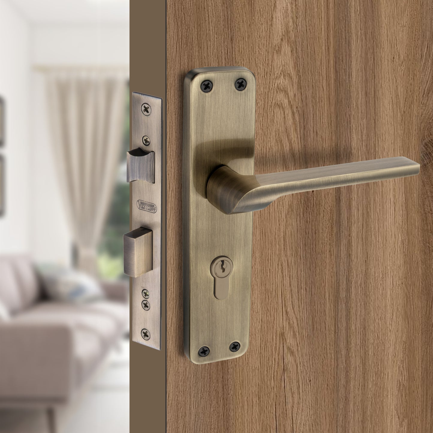 Stainless Steel Mortise Lock | 60mm Brass Cylinder | 3 Brass Keys | One-Side Knob