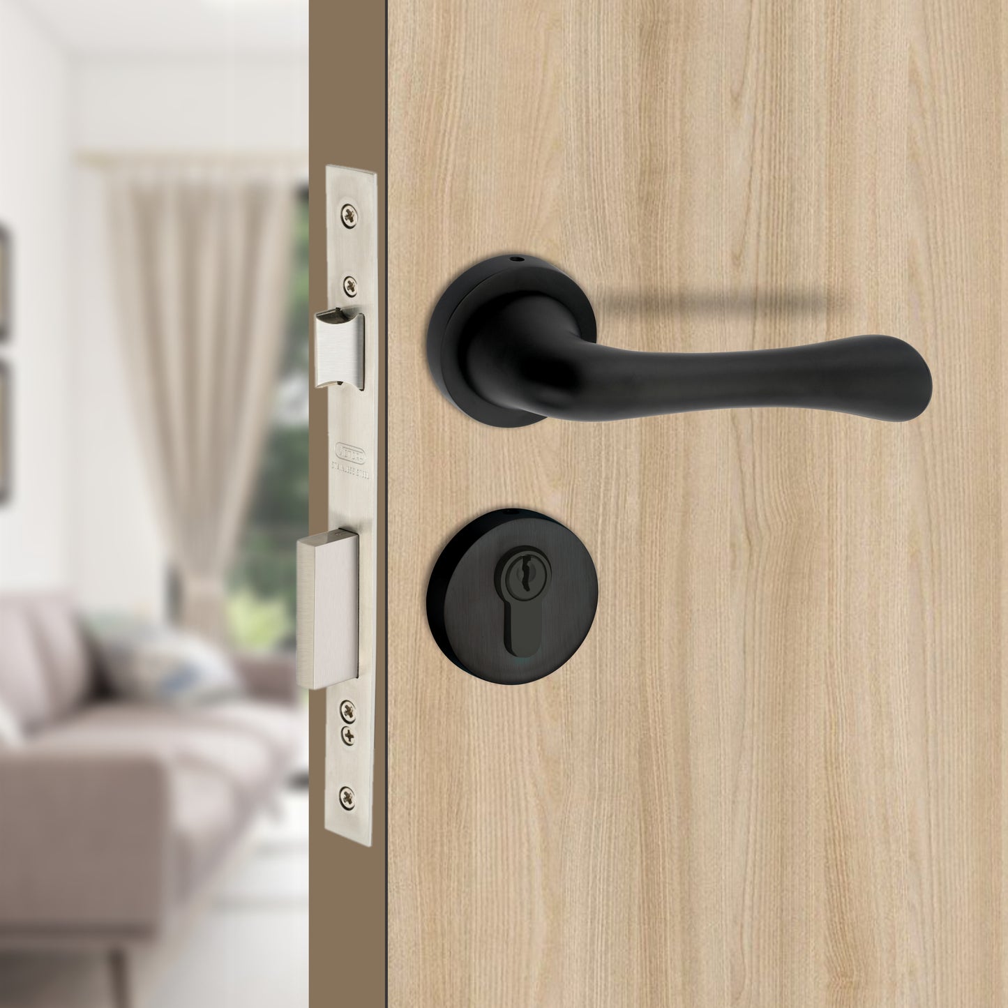 Brass Rosette Handle| 60mm Brass Cylinder | 3 Brass Keys | One-side knob