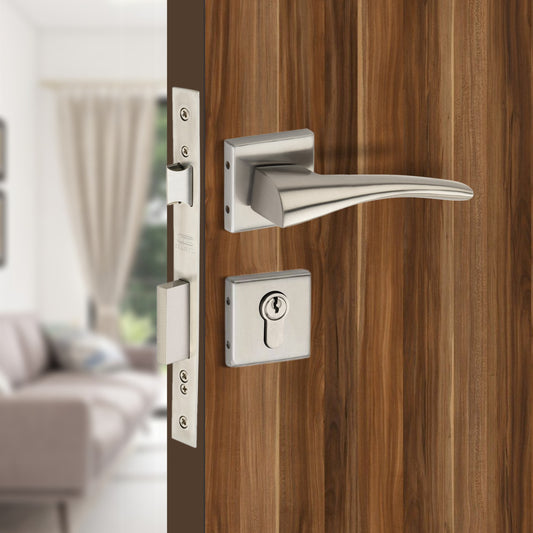 Stainless Steel Rosette Handle | 60mm Cylinder | 3 Brass Keys | One-Side Knob