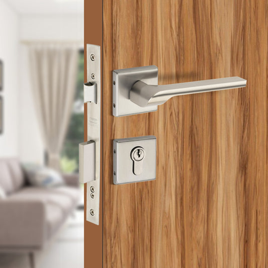 Stainless Steel Rosette Handle | 60mm Cylinder | 3 Brass Keys | One-Side Knob