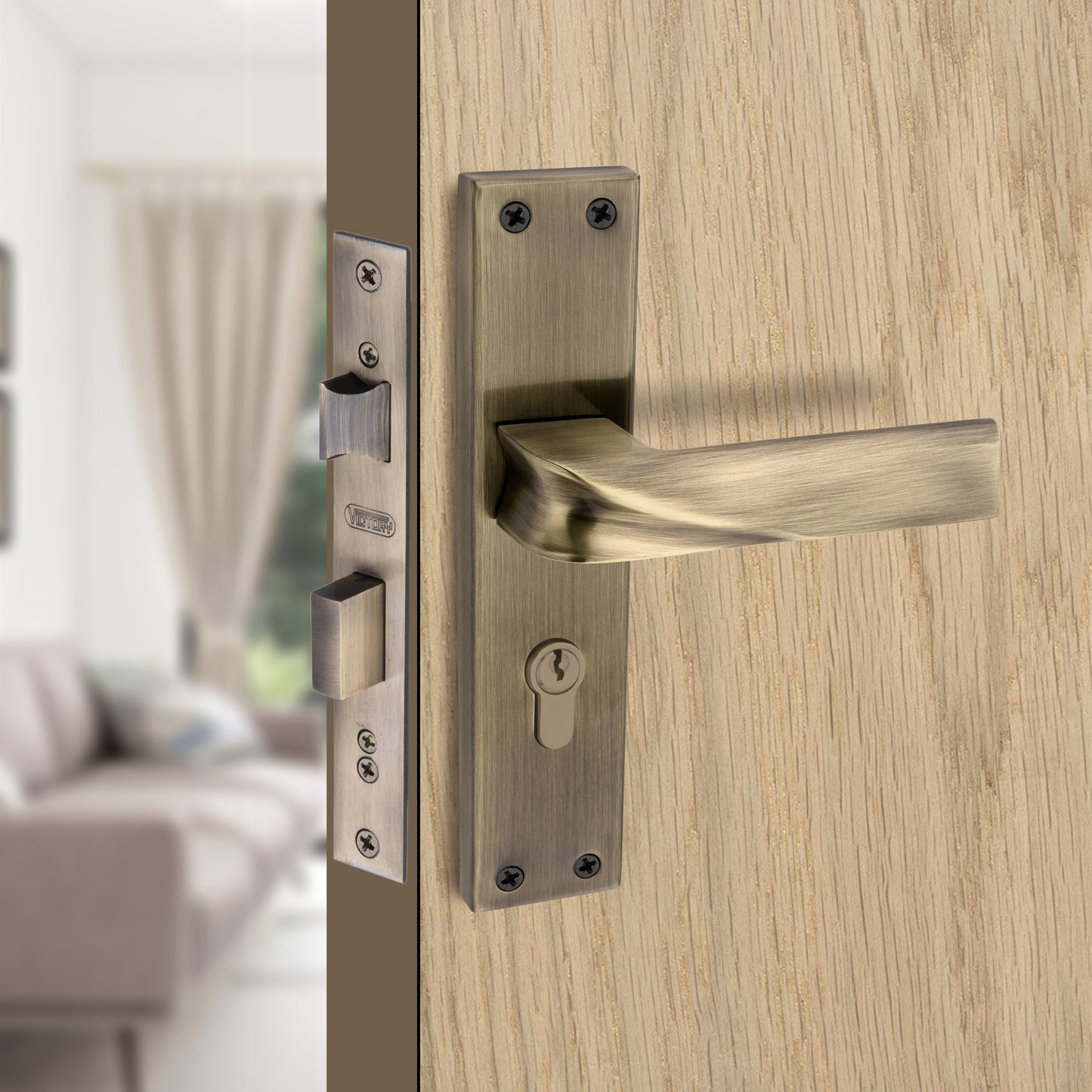 Stainless Steel Mortise Lock | 60mm Brass Cylinder | 3 Brass Keys | One-Side Knob