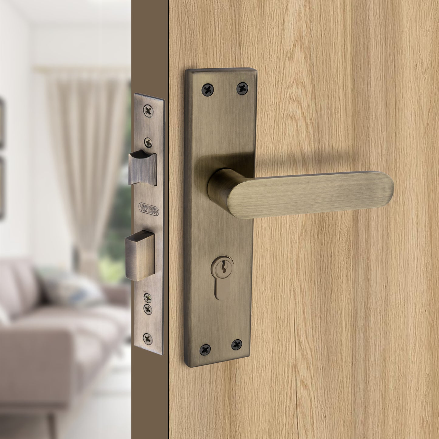 Stainless Steel Mortise Lock| 60mm Brass Cylinder | 3 Brass Keys| One-Side Knob