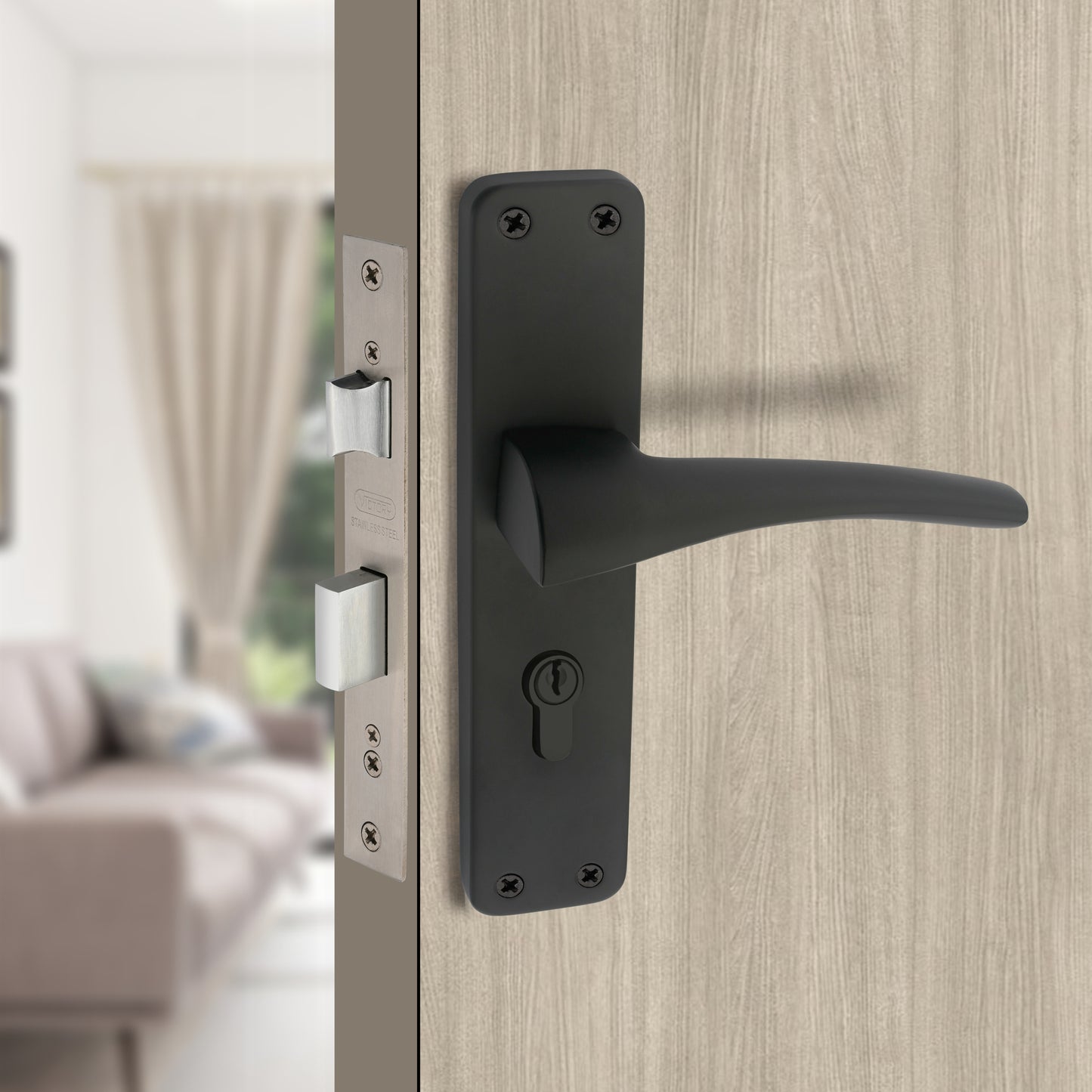 Stainless Steel Mortise Lock | 60mm Brass Cylinder | 3 Brass Keys | One-Side Knob