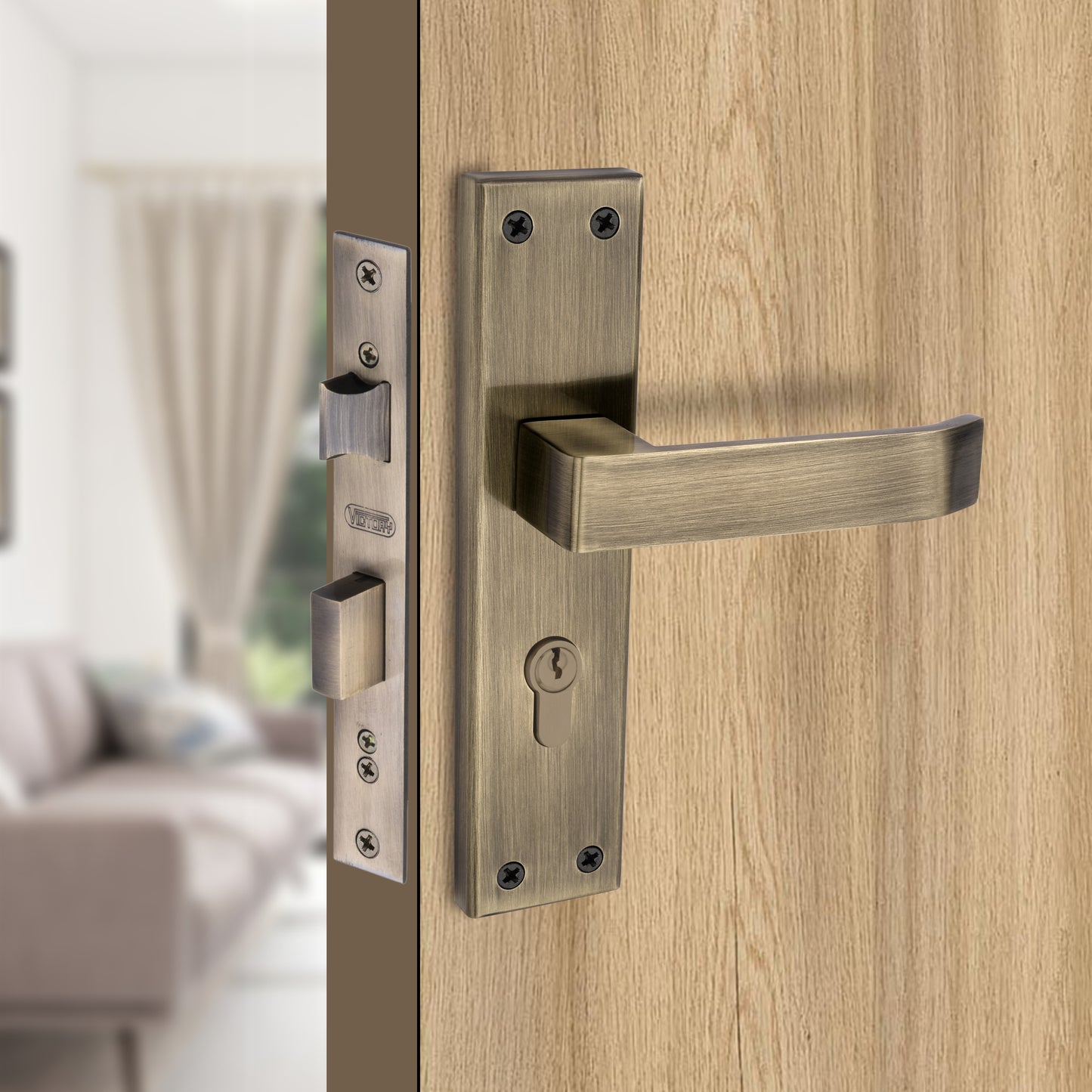 Stainless Steel Mortise Lock| 60mm Brass Cylinder | 3 Brass Keys| One-Side Knob