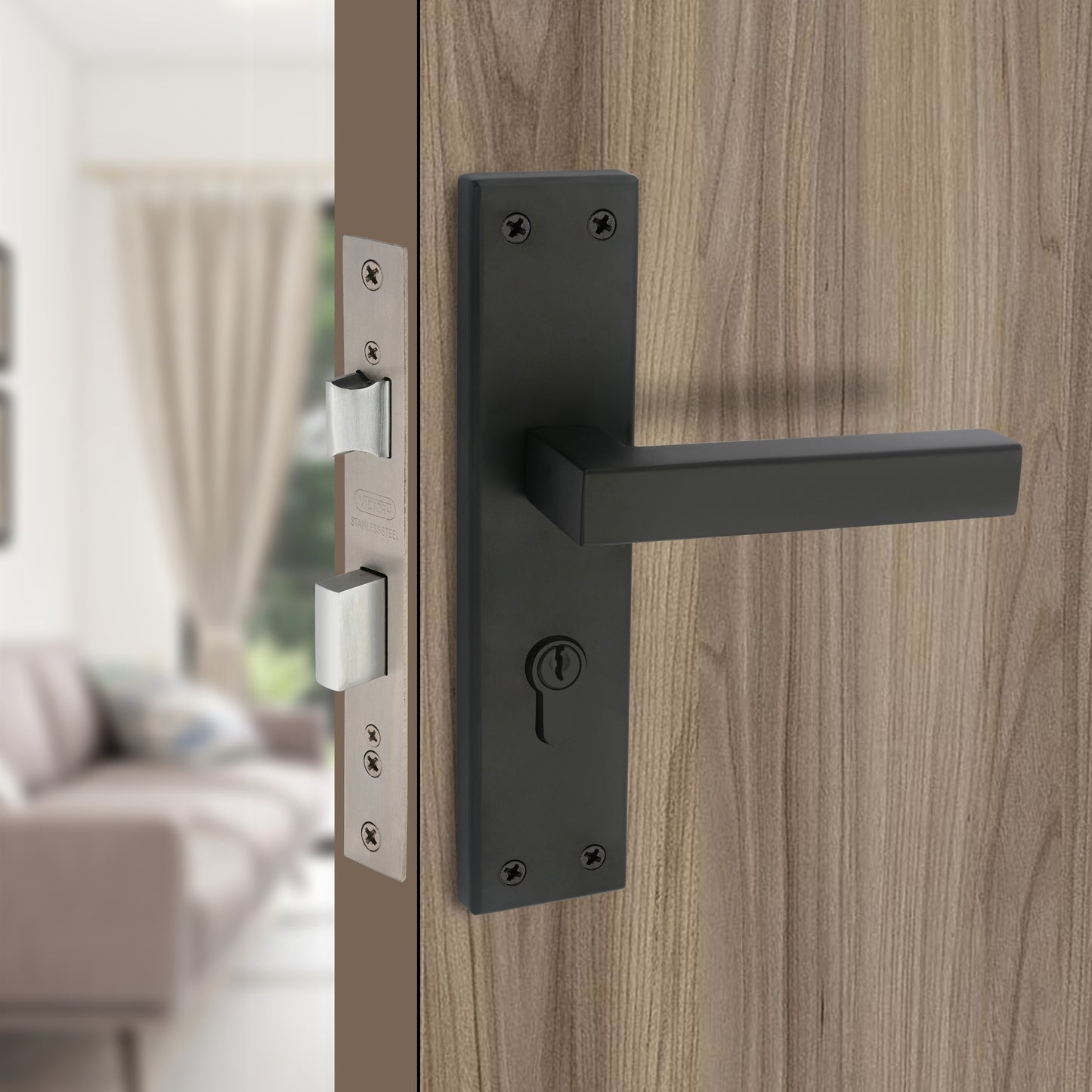 Stainless Steel Mortise Lock | 60mm Brass Cylinder | 3 Brass Keys | One-Side Knob