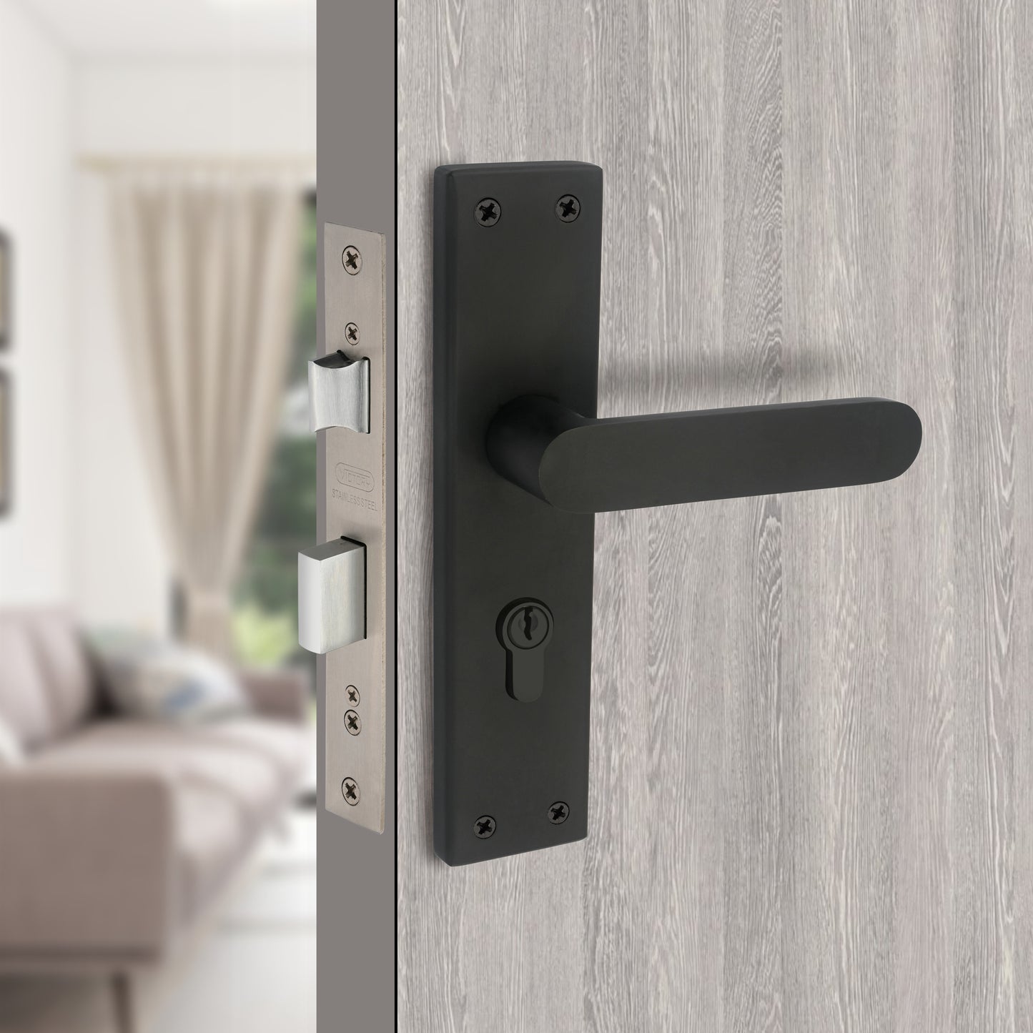 Stainless Steel Mortise Lock| 60mm Brass Cylinder | 3 Brass Keys| One-Side Knob