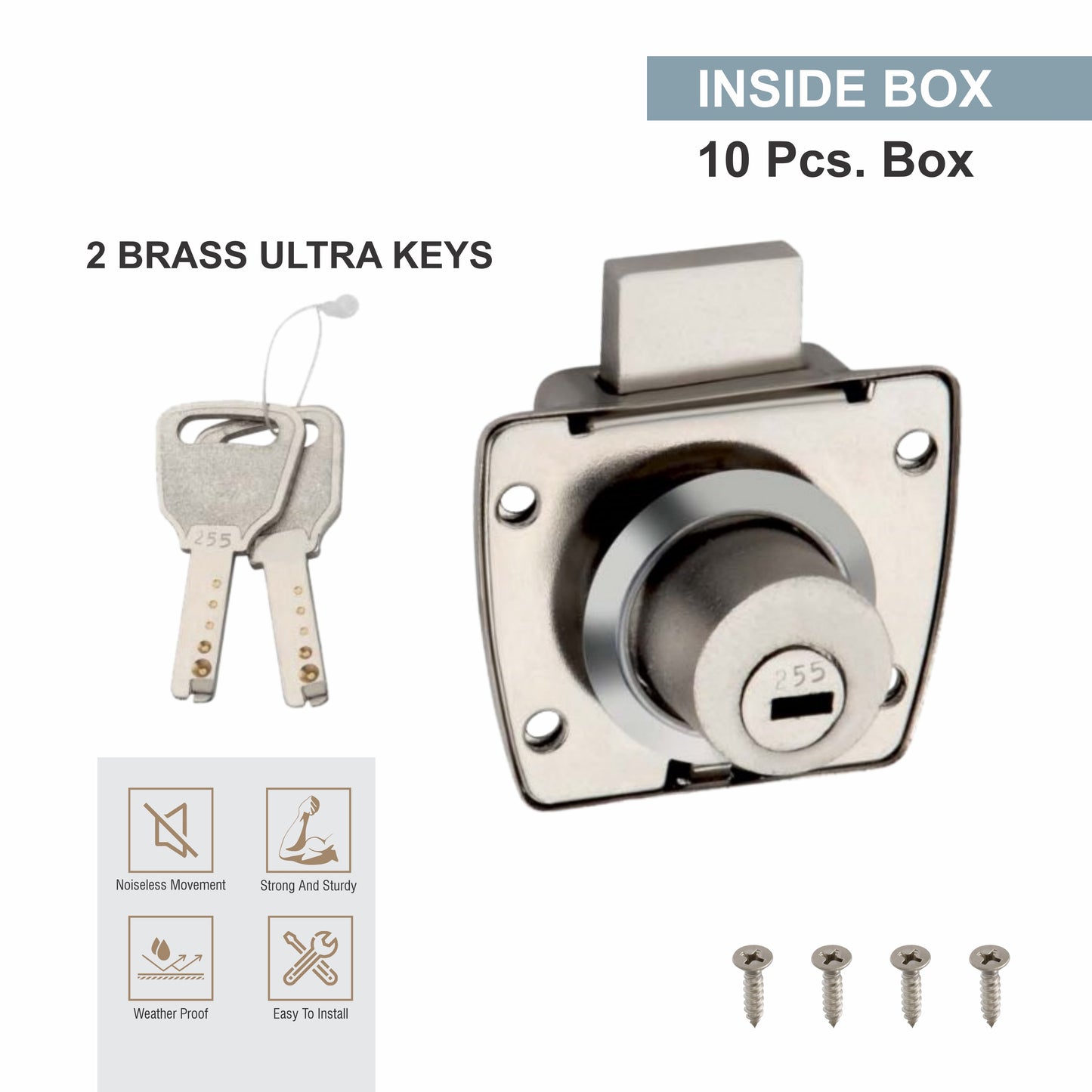 Premium Brass Ultra Key Drawer Lock | 5-Pin Precision Mechanism | Anti-Tarnish Finish