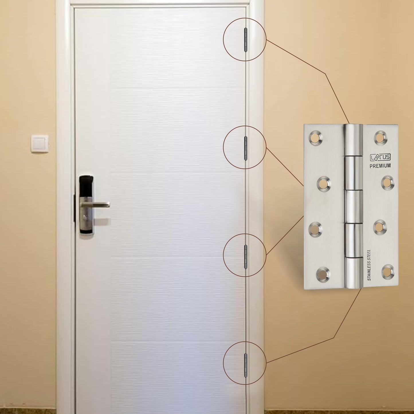 Stainless Steel Premium Hinges | 5×12 | Pack of 12 Pcs.