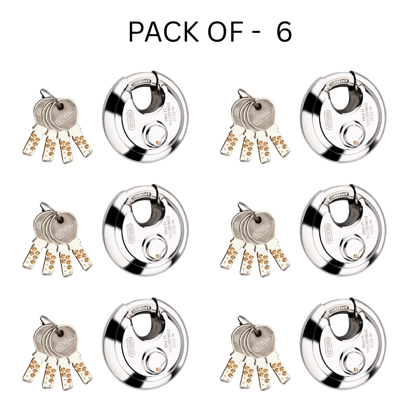 Victory Hi-Tech 70mm Disc Padlock | 4 Brass Keys | 11 Pin Security Lock | Shop Shutter & Gate Lock