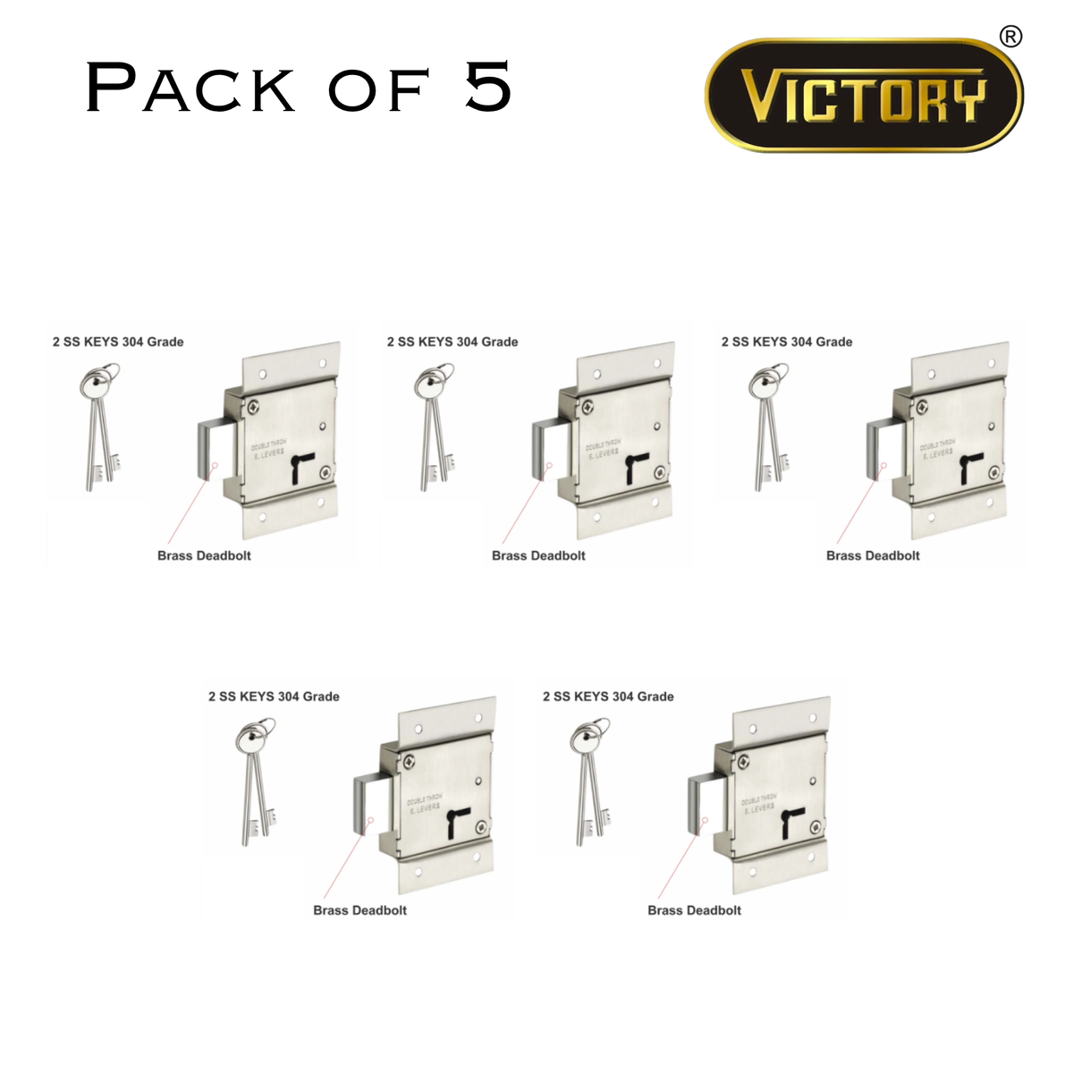 Stainless Steel | 6-Lever Double Throw | Cupboard Lock