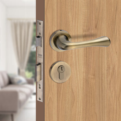 Brass Rosette Handle| 60mm Brass Cylinder | 3 Brass Keys | One-side knob