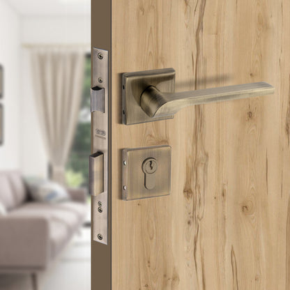 Stainless Steel Rosette Handle | 60mm Cylinder | 3 Brass Keys | One-Side Knob