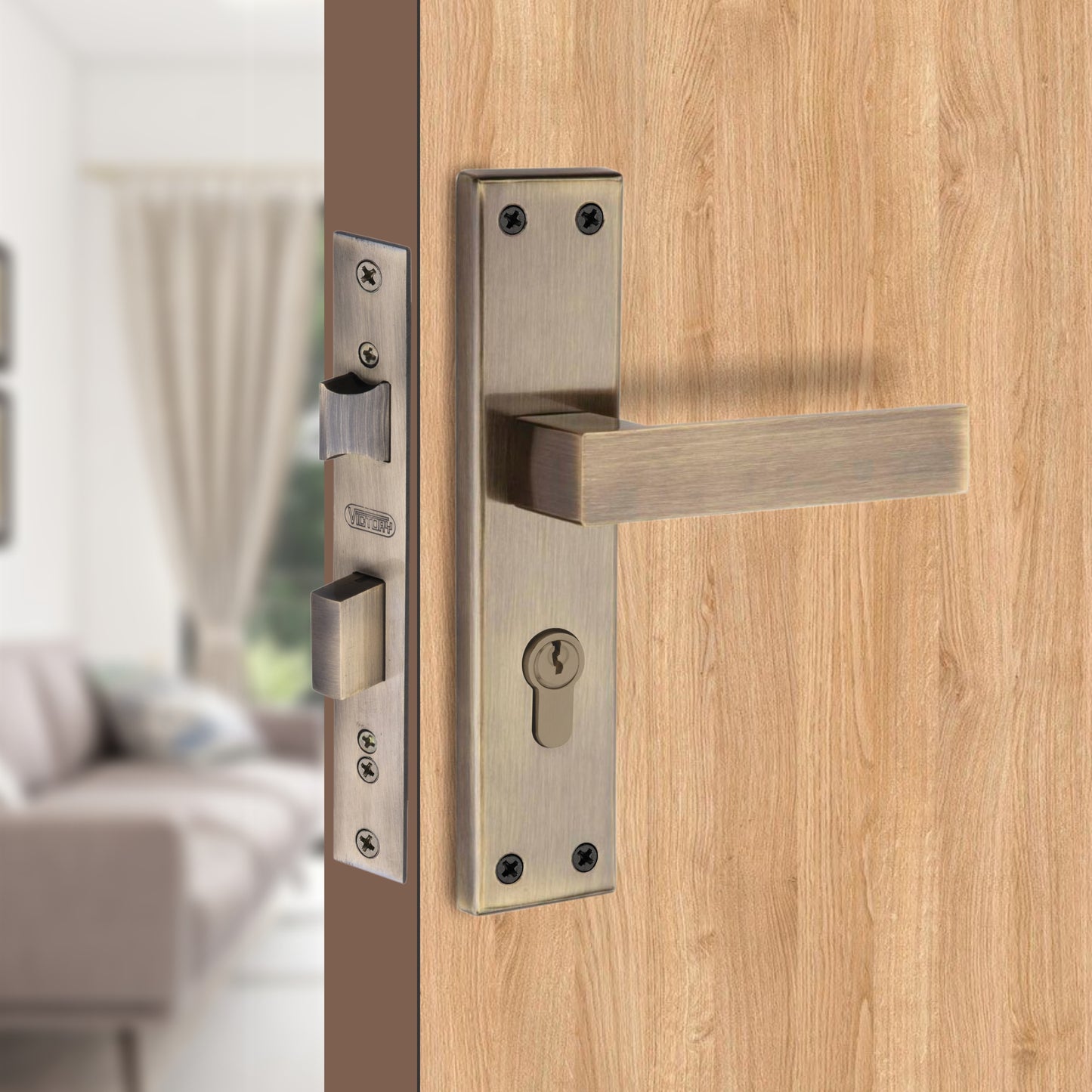 Stainless Steel Mortise Lock| 60mm Brass Cylinder | 3 Brass Keys| One-Side Knob