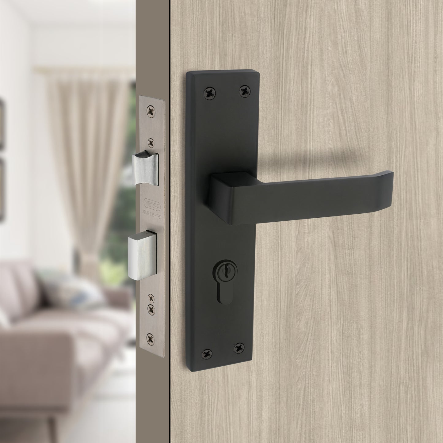 Stainless Steel Mortise Lock| 60mm Brass Cylinder | 3 Brass Keys| One-Side Knob