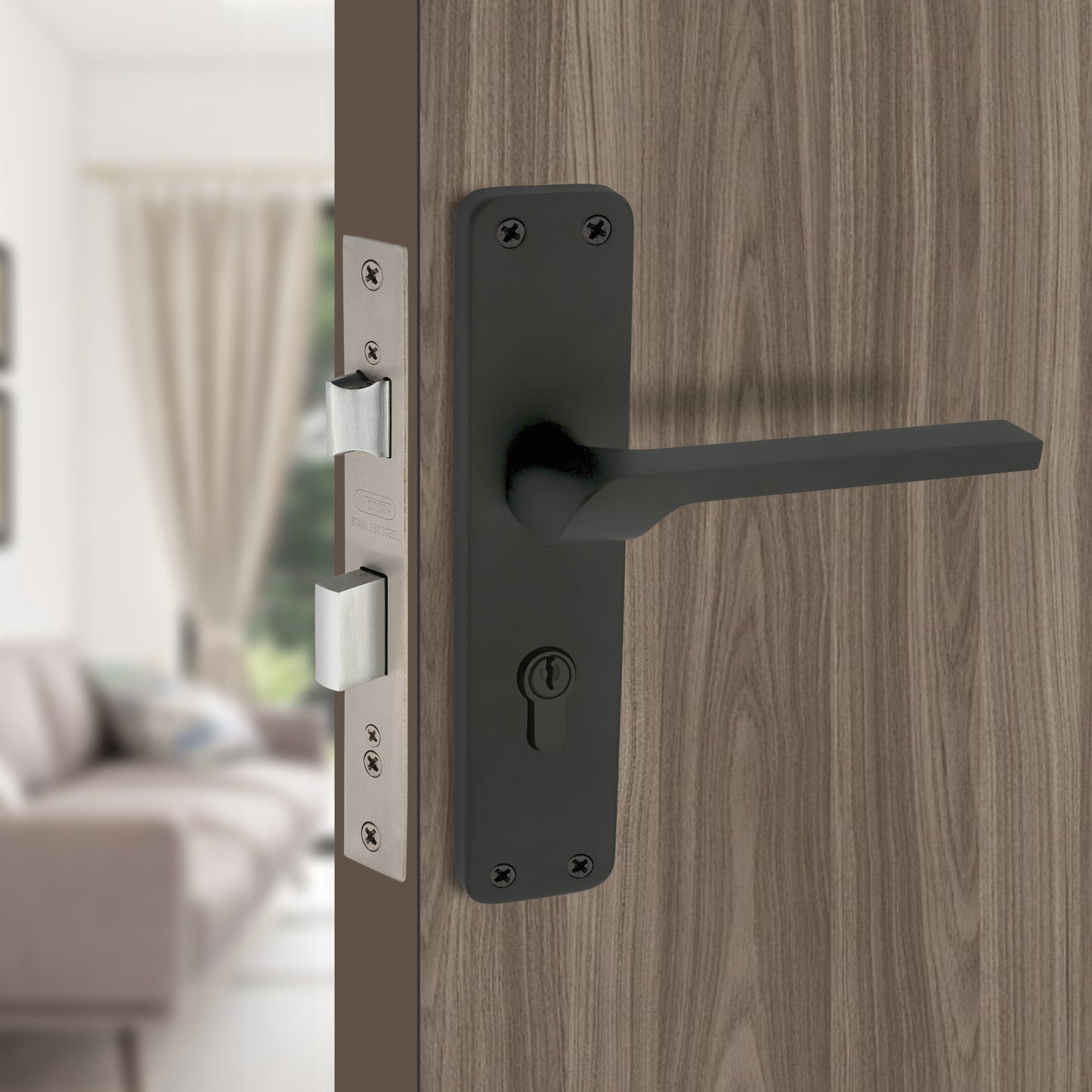 Stainless Steel Mortise Lock | 60mm Brass Cylinder | 3 Brass Keys | One-Side Knob