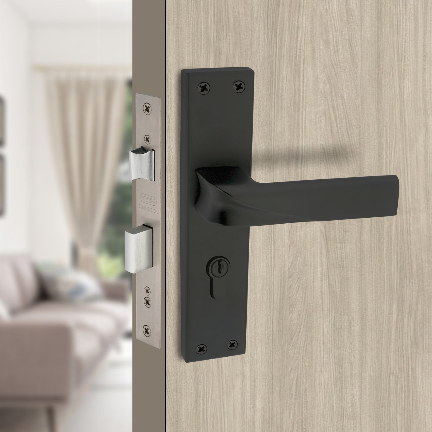 Stainless Steel Mortise Lock | 60mm Brass Cylinder | 3 Brass Keys | One-Side Knob