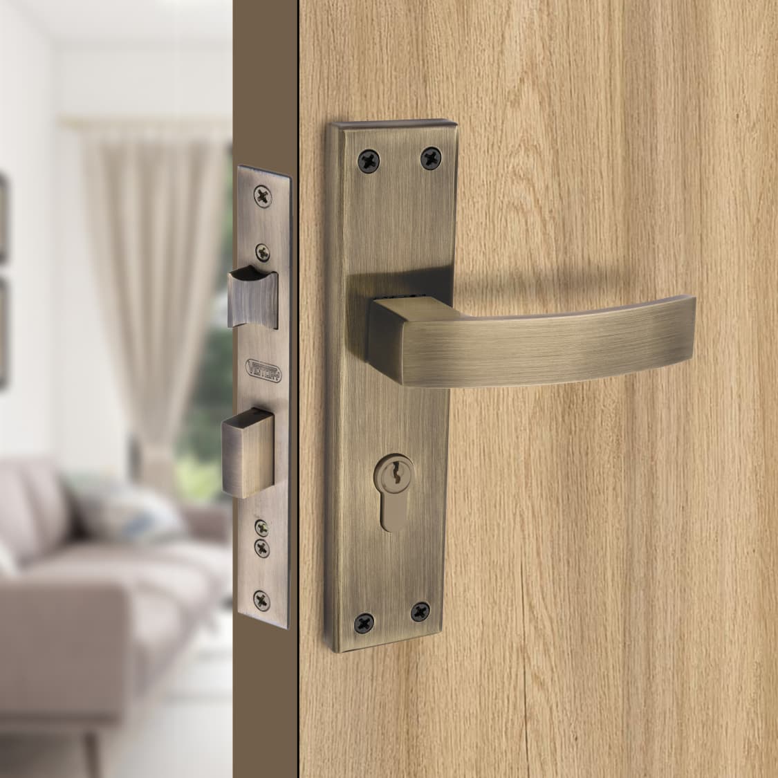 Stainless Steel Mortise Lock| 60mm Brass Cylinder | 3 Brass Keys| One-Side Knob
