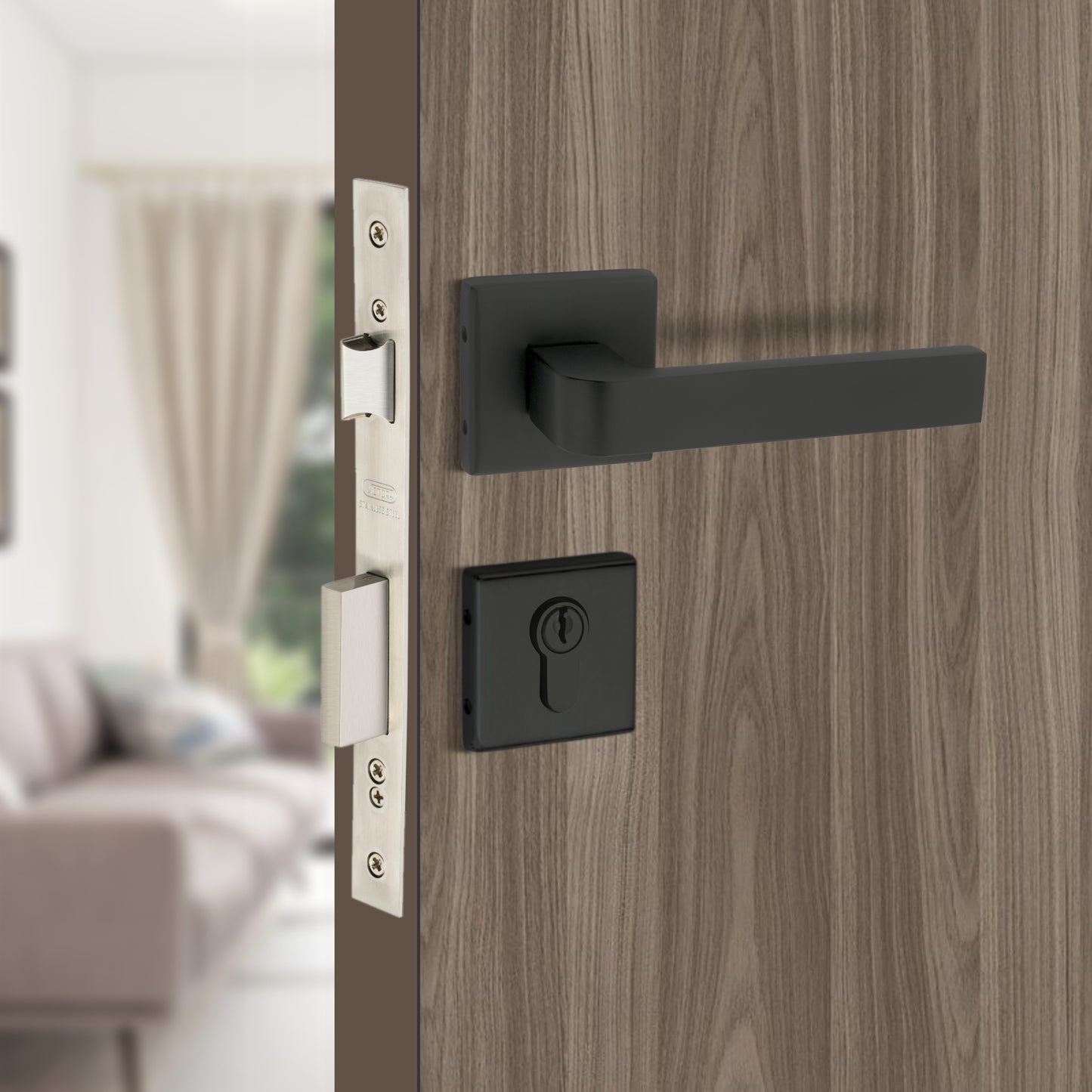 Stainless Steel Rosette Handle | 60mm Cylinder | 3 Brass Keys | One-Side Knob