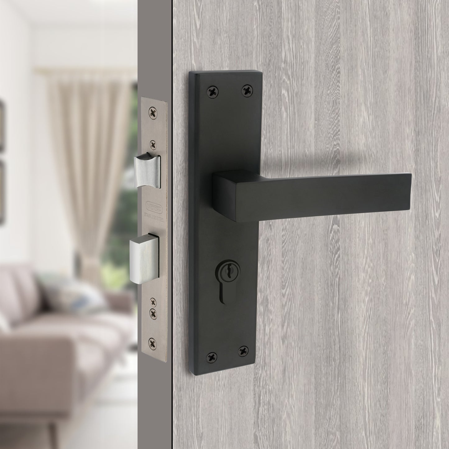 Stainless Steel Mortise Lock| 60mm Brass Cylinder | 3 Brass Keys| One-Side Knob