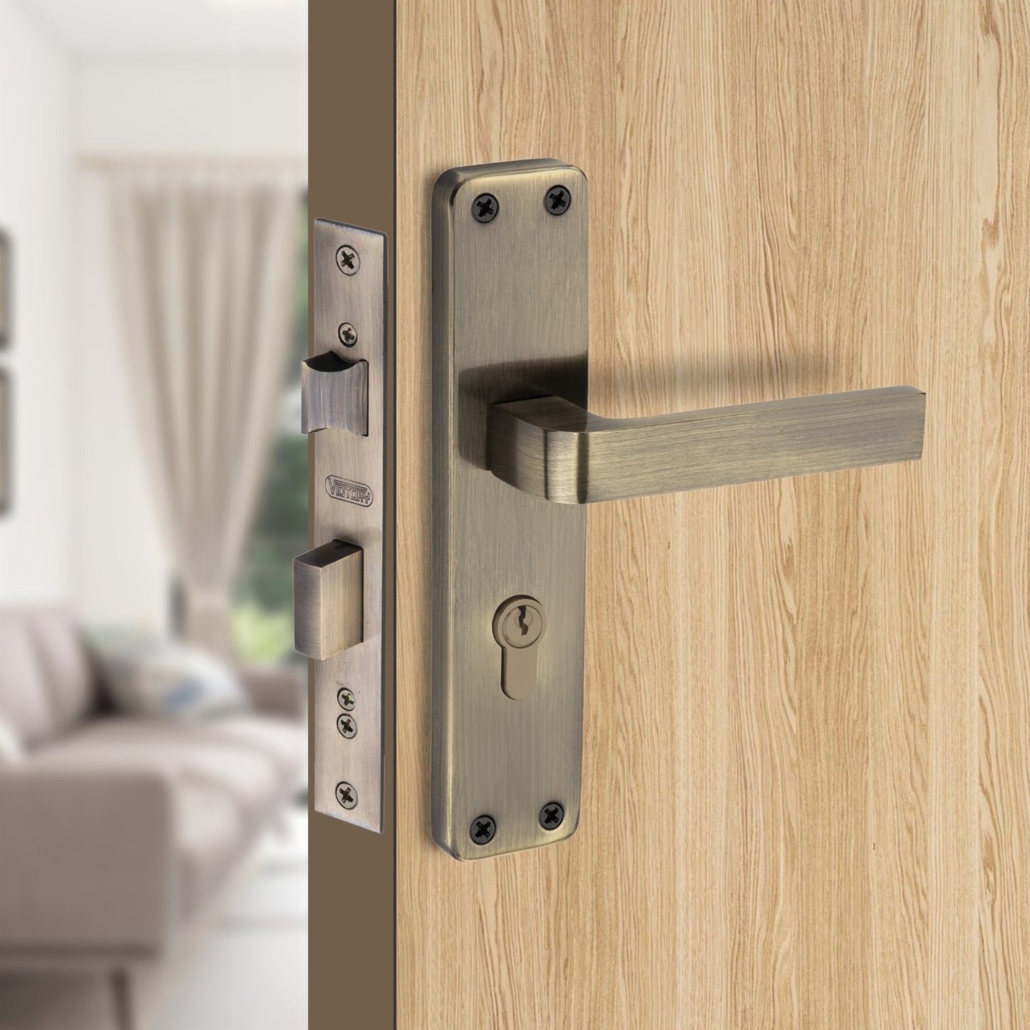 Stainless Steel Mortise Lock | 60mm Brass Cylinder | 3 Brass Keys | One-Side Knob