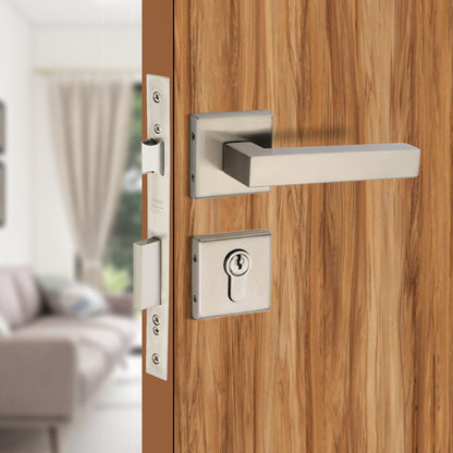 Stainless Steel Rosette Handle | 60mm Cylinder | 3 Brass Keys | One-Side Knob