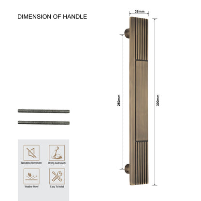 Stainless Steel Designer Pull Handle | 300mm Length | Antique Brass Finish