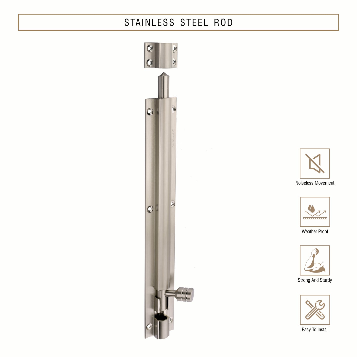 Heavy-Duty Tower Bolt with Smooth Slide Action (10 inch)