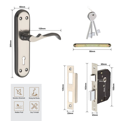Steel Mortise Handle Lock Set with | 3 Keys