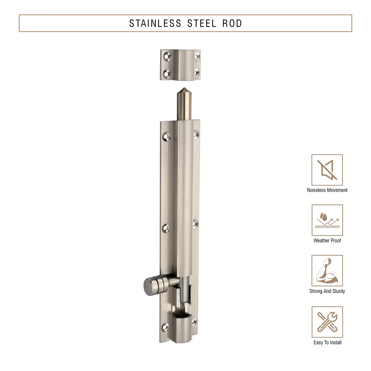 Heavy-Duty Tower Bolt with Smooth Slide Action (6 inch)