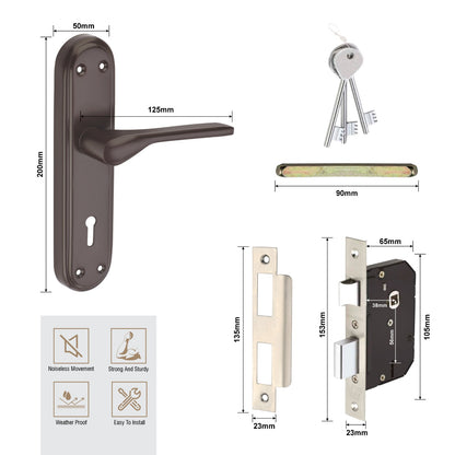 Steel Mortise Handle Lock Set | 3 Keys