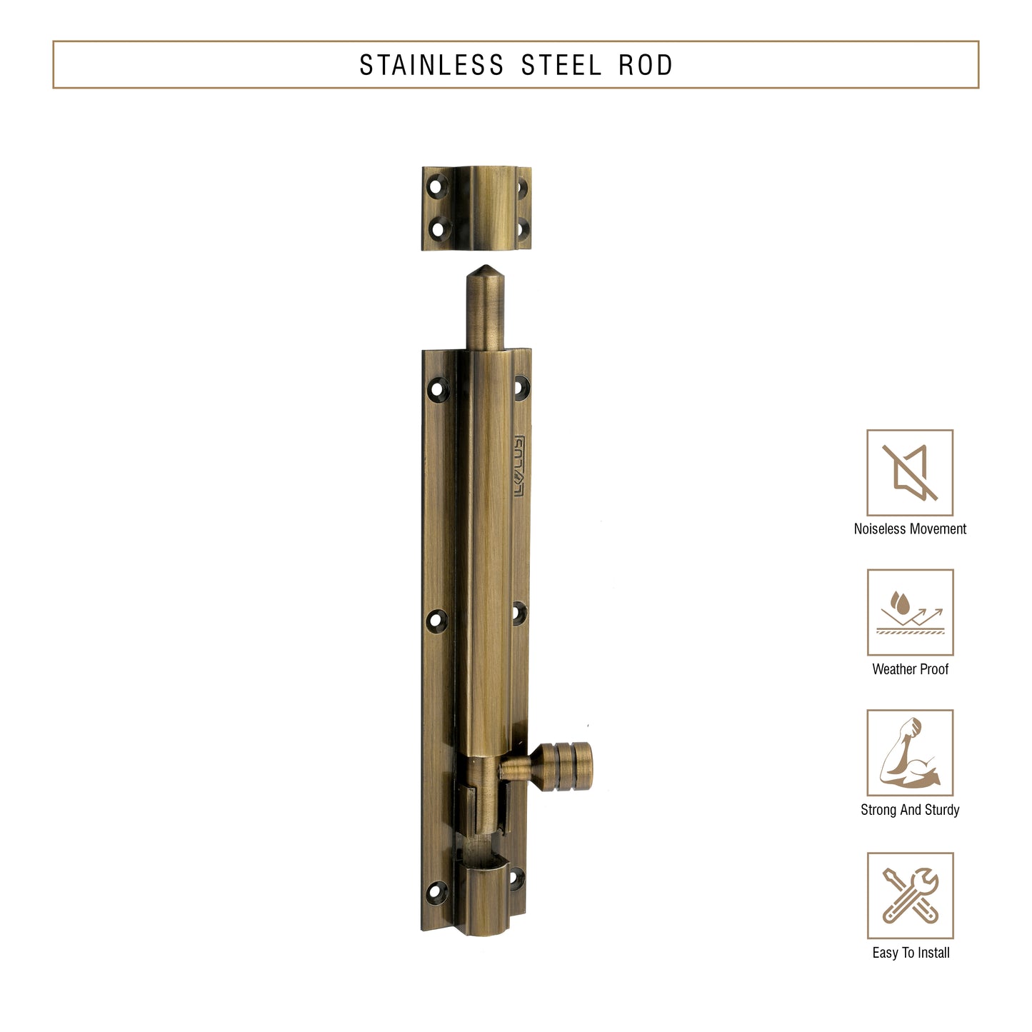 Heavy-Duty Tower Bolt with Smooth Slide Action (6 inch)