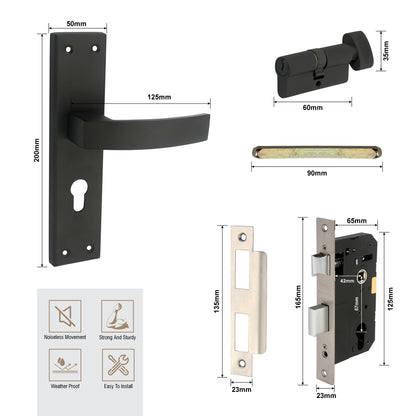 Stainless Steel Mortise Lock| 60mm Brass Cylinder | 3 Brass Keys| One-Side Knob