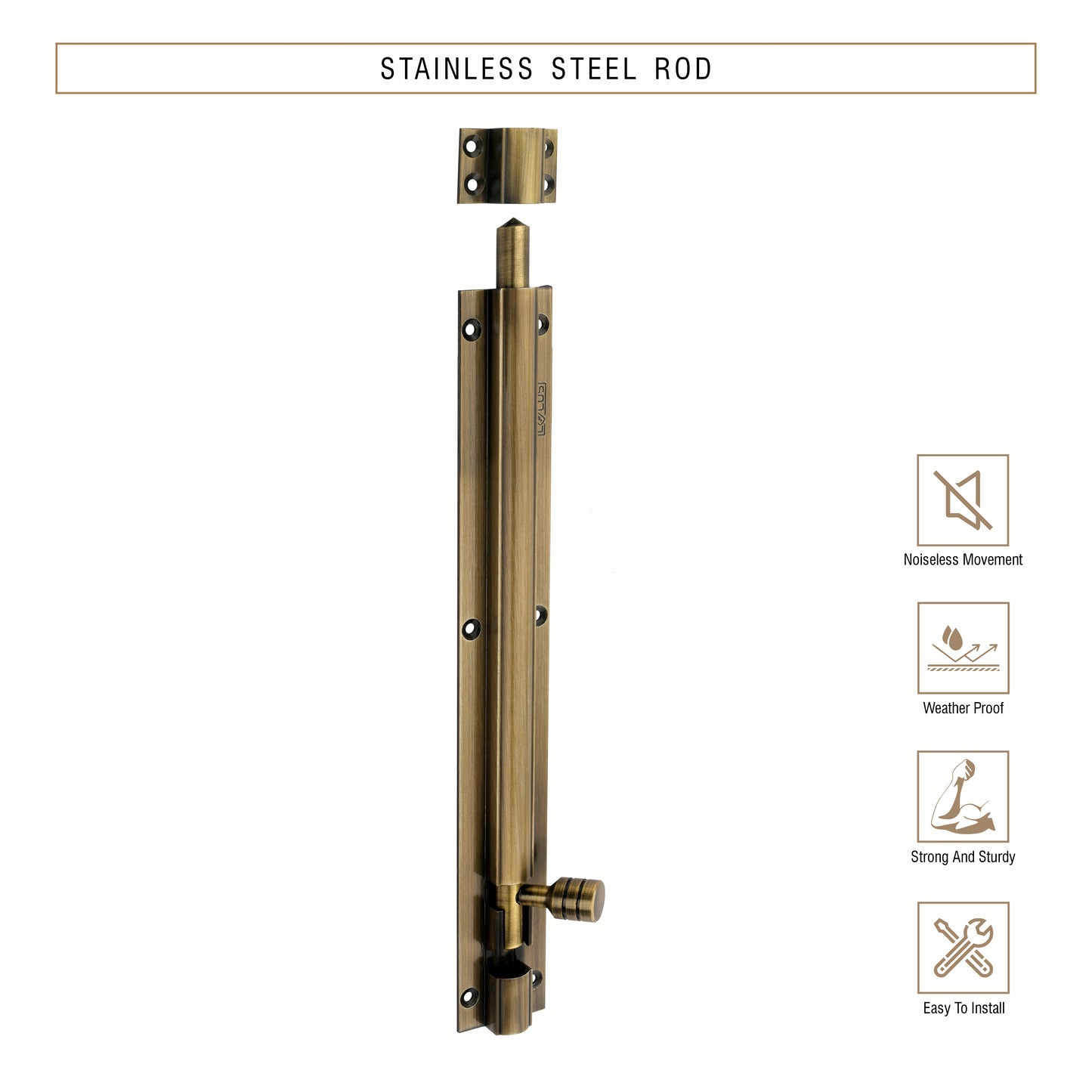 Heavy-Duty Tower Bolt with Smooth Slide Action (10 inch)