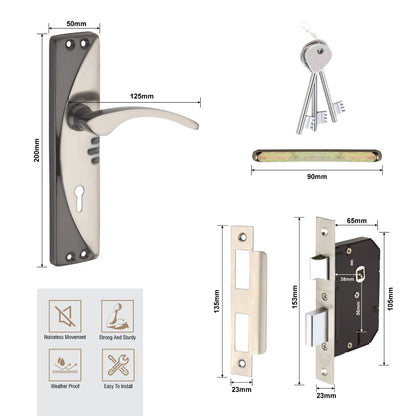 Steel Mortise Handle Lock Set with | 3 Keys