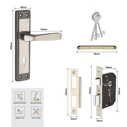 Steel Mortise Handle Lock Set with | 3 Keys