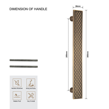 Stainless Steel Designer Pull Handle | 300mm Length | Antique Brass Finish