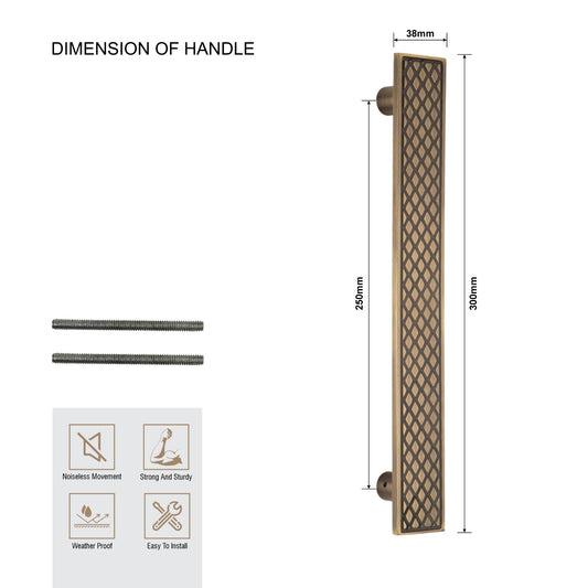 Stainless Steel Designer Pull Handle | 300mm Length | Antique Brass Finish