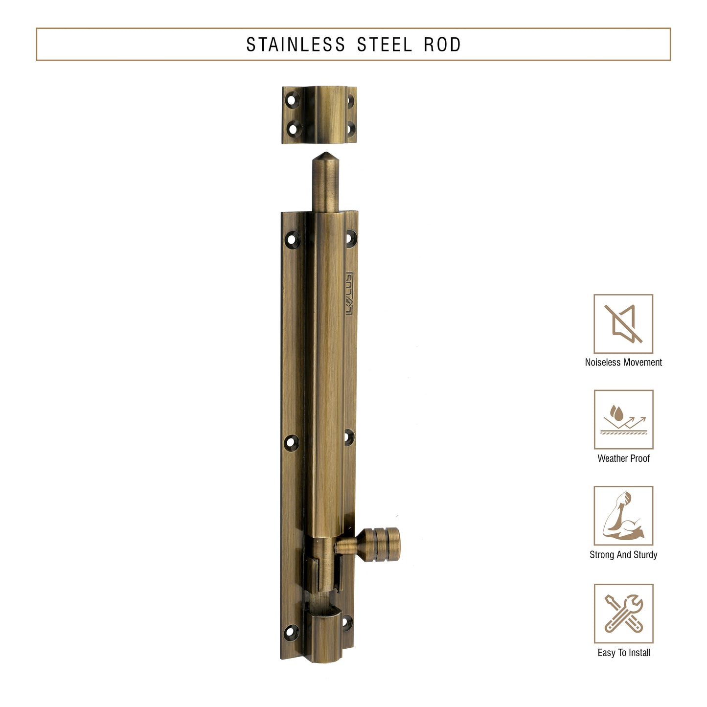 Heavy-Duty Tower Bolt with Smooth Slide Action (8 inch)