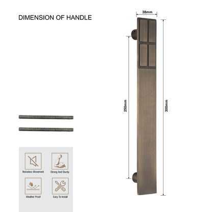 Stainless Steel Designer Pull Handle | 300mm Length | Antique Brass Finish