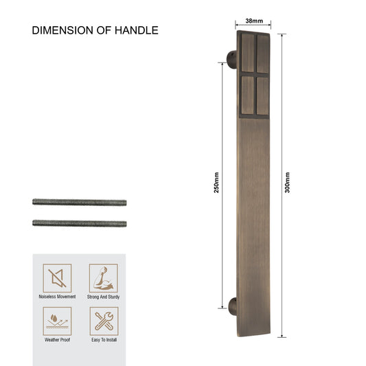 Stainless Steel Designer Pull Handle | 300mm Length | Antique Brass Finish