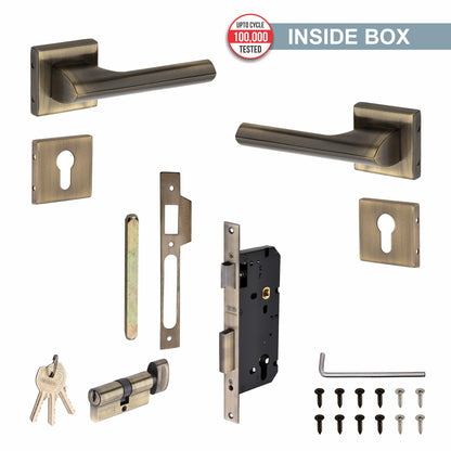 Stainless Steel Rosette Handle | 60mm Cylinder | 3 Brass Keys | One-Side Knob