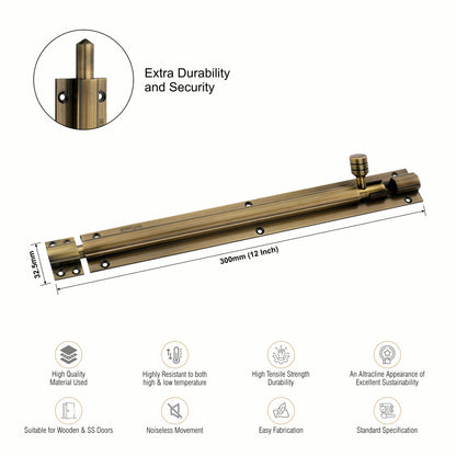Heavy-Duty Tower Bolt with Smooth Slide Action (12 inch)