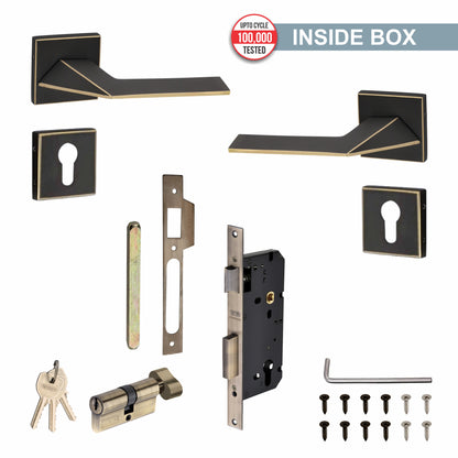 Brass Rosette Handle| 60mm Brass Cylinder | 3 Brass Keys | One-side knob