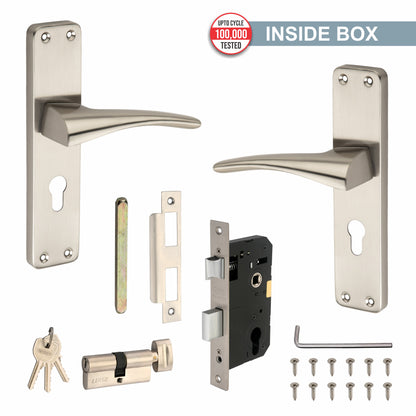 Stainless Steel Mortise Lock | 60mm Brass Cylinder | 3 Brass Keys | One-Side Knob