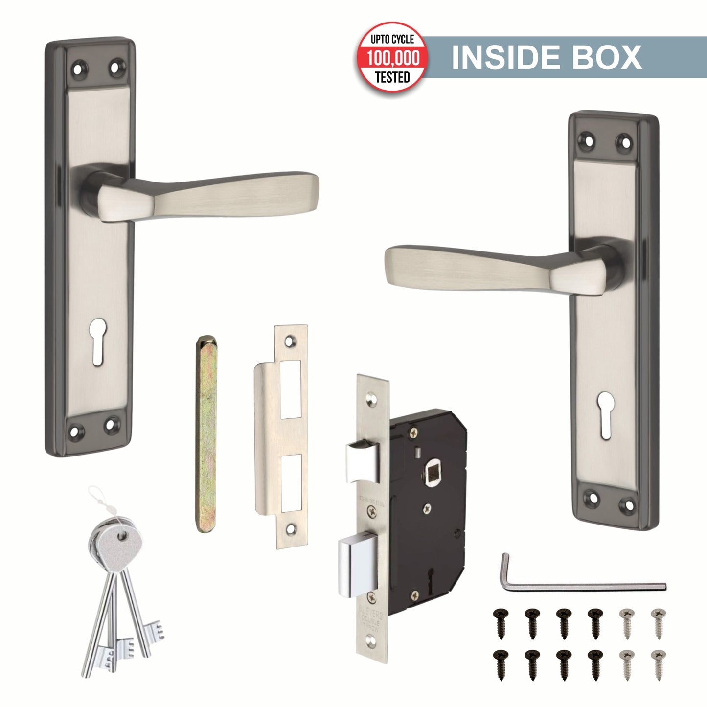 Steel Mortise Handle Lock Set with | 3 Keys