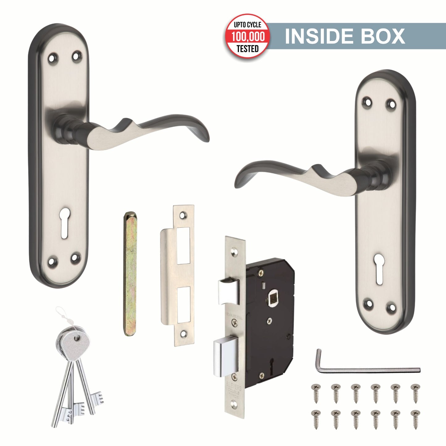Steel Mortise Handle Lock Set with | 3 Keys