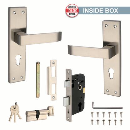 Stainless Steel Mortise Lock| 60mm Brass Cylinder | 3 Brass Keys| One-Side Knob