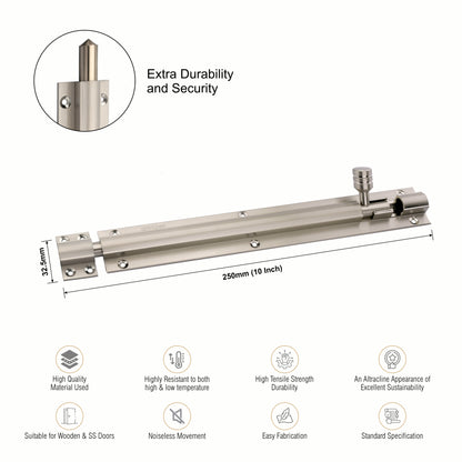 Heavy-Duty Tower Bolt with Smooth Slide Action (10 inch)