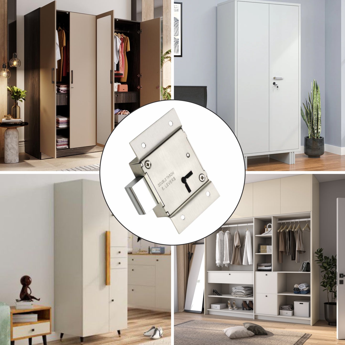 Stainless Steel | 6-Lever Double Throw | Cupboard Lock